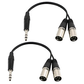2 Piecces1/4 inch to XLR Audio Y Splitter Converter Cable Adapter ,1Ft/ 30cm 6.35mm 1/4'' TRS Male to 2 Dual XLR Male Microphone Stereo Audio Converter Adapter Cable Cord