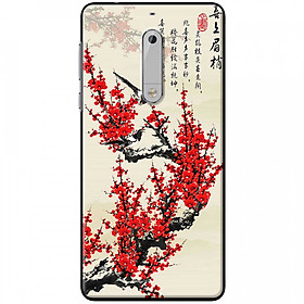 Ốp lưng dành cho Nokia 5 mẫu Hoa đào đỏ thư pháp