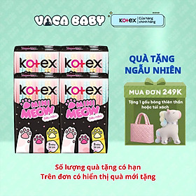 Combo 4 gói Băng Vệ Sinh Kotex Mini Meow Siêu Mềm Có Cánh 24cm 8 Miếng
