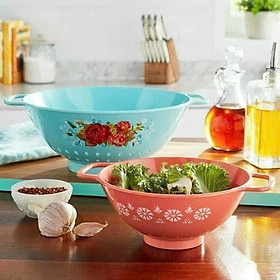 Bộ 2 rổ The Pioneer Woman Sweet Rose 14033, màu xanh/hồng Hàng chính hãng