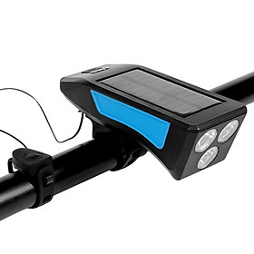 Đèn xe đạp chạy bằng năng lượng mặt trời, Đèn pha đi xe đạp có còi, sạc USB-Màu xanh dương