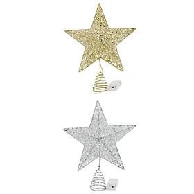 2x Tree Top Light Decor Treetop Star Topper Light for Party 20cm Gold Silver