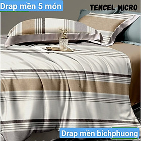 Bộ drap mền tencel hàn quốc 5 món ( 1 drap + 1 chăn chần bông + 3 áo gối) đủ size