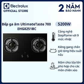 Mua  Free Giao lắp  Bếp ga âm Electrolux EHG8251BC 2 vùng nấu 80cm - Kiềng gang chắn gió  ngắt ga tự động  hiệu suất nấu cao  9 mức lửa khác nhau  Hàng chính hãng 
