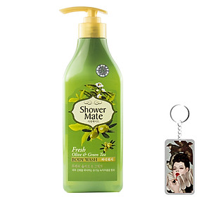 Sữa tắm dạng Gel giảm thiểu quá trình lão hóa da Showermate Olive and Green Tea Hàn Quốc 550ml tặng móc khóa