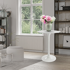 Bàn chân trụ cao đúc composite nguyên khối Bàn bar mặ tròn nhỏ gọn để bình hoa trang trí phòng khách tiêu chuẩn Châu Âu - Livingroom decor bar table TB Tulip -06S