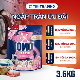Túi Nước Giặt Omo Matic Cho Máy Giặt Cửa Trước Hương Hoa Anh Thảo Ngăn Mùi Ẩm Mốc 3.6KG