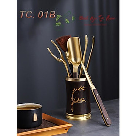 Mua Bộ Trà Cụ 6 Chi Tiết Bằng Đồng Nguyên Chất Kết Hợp Với Gỗ Hắc Đàn Tự Nhiên