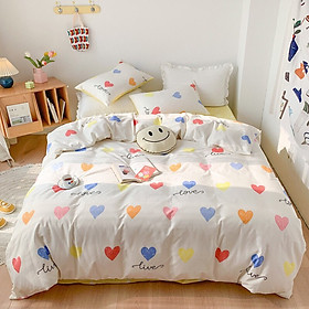 Bộ Chăn Ga Giường Full Set Cotton Korea Bedding ADU79 Đủ Kích Thước Trải Nệm 4 Món CỎ VỎ CHĂN - KO VỎ ÔM Mềm Mại Mịn Màng