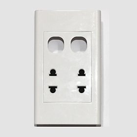 Ổ cắm đôi 2 chấu + 2 module hạt tròn Sino Vanlock S18U2XX