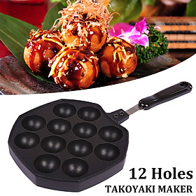 12 Holes Takoyaki Pan Octopus Ball Maker Snacks Baking Nonstick Tray Grill Mold
