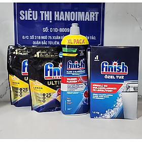 Combo Viên rửa bát finish Quantum Ultimate 50 Viên + muối rửa bát finish 1.2kg + nước làm bóng finish 40ml dùng cho Máy rửa bát chén ( combo finish rửa bát cao cấp nhất hiện nay ) - Combo 50V+ muối 1.2kg + bóng 400ml