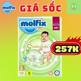 (MẪU MỚI 2024)Tã/bỉm QUẦN Molfix Thiên nhiên Thổ Nhĩ Kỳ size L68+6 miếng