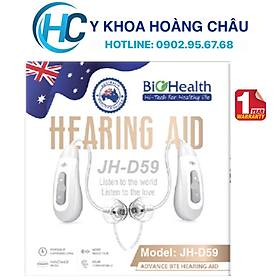 Siêu bền bỉ - Máy trợ thính BTE không dây cao cấp Biohealth JH-D59 dùng pin sạc- Thương hiệu Úc - BH 1 năm