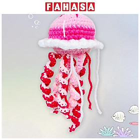 Móc Khoá Len Hình Sứa - Màu Hồng Đậm