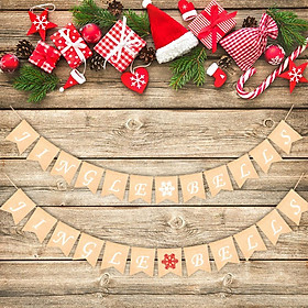 Jingle Bells Burlap Linen Banner Garland Christmas Party Decorations Props