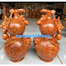 Cặp bình hô lô phong thủy bằng gỗ hương đá cao 20cm