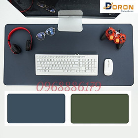 Bàn Di Chuột - Miếng Lót Chuột Cỡ Lớn Doron-HDC01 Size 40x80, 45x90 cm - Kiêm Deskpad Thảm Da, Trải Bàn Làm Việc Chống Nước Dùng Được Hai Mặt - Hàng Nhập Khẩu