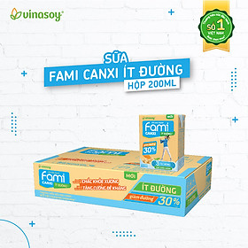 Thùng Sữa đậu nành Fami Canxi ít đường (200ml x 36 Hộp)