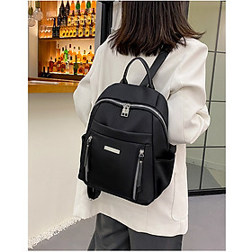 Balo Nữ Dây Kéo Đôi Vải Oxford Cao Cấp Chống Thấm Nước, Thời Trang Hàn Quốc  - Đen