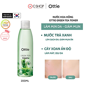 Nước Hoa Hồng Làm Mịn Da, Ngăn Mụn, Nám Từ Trà Xanh Ottie Green Tea Toner - 0003 (200ml)