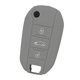 Silicone Car Key Case Cover Fit for AUDI Folding Remote Key Fob Case Shell 3 Buttons Gray