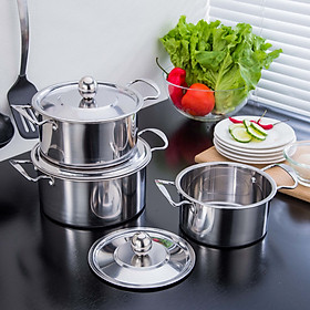 Combo 3 nồi inox có nắp