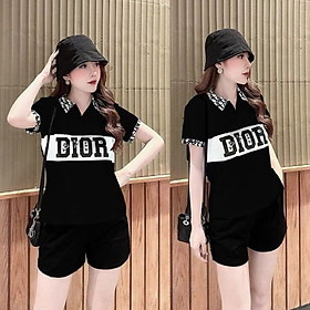 Bộ Đồ Thun Cotton Tay Ngắn Quần Ngắn Cổ Sơmi Đơn Giản