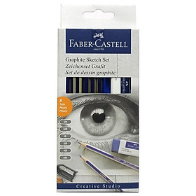 Bộ 6 cây bút chì gỗ graphite sketch goldfaber + 1 gôm + 1 đồ chuốt faber-castell 114000