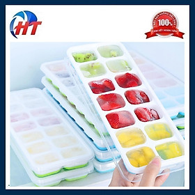 Mua Khay làm đá Vuông bằng silicon có nắp 14 viên đế mềm - HT