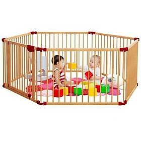 Cũi 5D màu gỗ tự nhiên 6 cánh