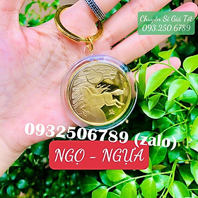 Móc Khóa Đồng Xu 12 Con Giáp Mạ Vàng TUỔI NGỌ - CON NGỰA Treo Oto, Xe Máy Phong Thủy - AnNhien