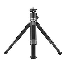Aluminum Alloy Mini Tripod+Dual Use Ball Head Portable Tripod Stand Handle Grip Rotatable with 1/4Inch Cold Shoe Mount