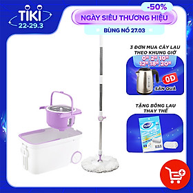 Mua  Tặng bông lau  Cây lau nhà xoay siêu tốc mini MyJae Đài Loan kèm thùng xoay 360 độ thông minh lau sạch nhanh khô