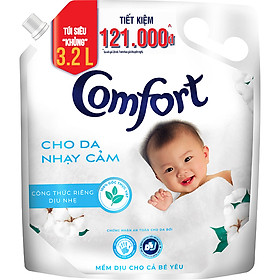 Nước Xả Vải Comfort Cho Da Nhạy Cảm (3.2L/Túi) - Phù Hợp Với Làn Da Em Bé