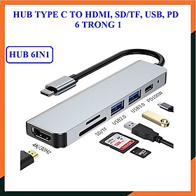 Mua Hub Type C To HDMI 6in1 Chuẩn HDTV  Cổng Chuyển Đổi Type C  Dùng Cho Smartphone  Tivi  Laptop  PC  Máy Chiếu - Hàng Chính Hãng