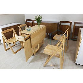 Mua BÀN ĂN GỖ SỒI VÀNG 1M4 + 4 GHẾ ĐÔN VÀNG