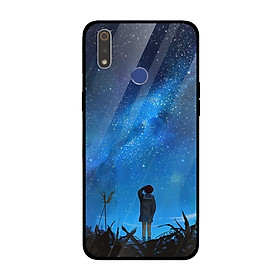 Ốp kính cường lực dành cho điện thoại Oppo Realme in họa tiết Cô gái nhỏ ngắm những vì sao trên bầu trời đêm