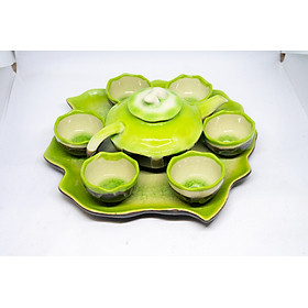 Combo bộ Ấm Chén bằng gốm phong cách thiên nhiên và Khay đựng bằng gỗ tre với nhiều lựa chọn kiểu dáng