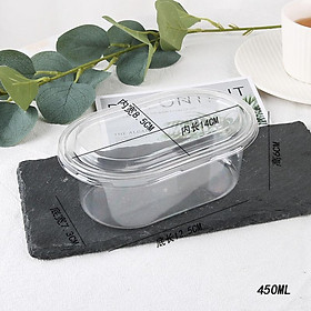 Mua XY150 - 450ml - Set 50 Hộp Nhựa Oval Trong Đựng Bánh Tiramisu - Mousse - Dừa Nướng