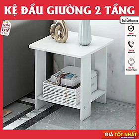 Tủ Tab Đầu Giường 2 Tầng Để Đồ, Đèn Ngủ Kệ Decor Bằng Gỗ MDF Trang Trí Phòng Ngủ, Phòng Khách