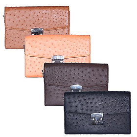 Túi cầm tay nữ da đà điểu màu đen, nâu đất, vàng bò, nâu đỏ HT6451-52-53-54