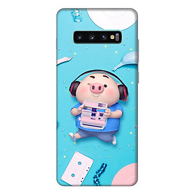 Ốp lưng điện thoại Samsung S10 Plus hình Heo Con Nghe Nhạc