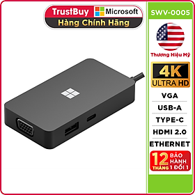 Mua Hub Chuyển Đổi Type C To HDMI 4K 60Hz/ VGA/ USB/ Type C 3.2/ Ethernet RJ45/ Microsoft Travel - Hàng Chính Hãng