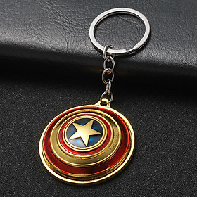 Móc khóa siêu anh hùng - khiên Đội trưởng Mỹ ngôi sao to xoay được