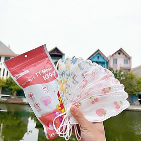 Túi 10 chiếc Khẩu trang KF94 khẩu trang kháng khuẩn 4 lớp cho trẻ em từ 3-12 tuổi