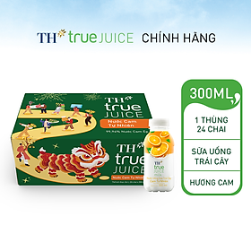 Thùng 24 chai nước uống sữa trái cây TH true JUICE milk cam tự nhiên 300 ml (300 ml x 24)