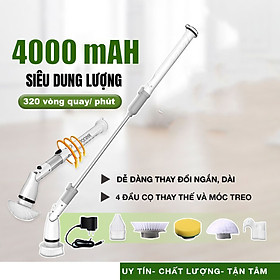 Mua Chổi Điện Cọ Nhà Vệ Sinh Bồn Cầu Toa Let Đa Năng Không Dây Cầm Tay Đa pin 4000 MAH