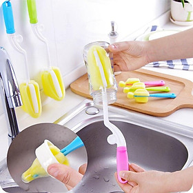 2pcs/set Rotating Baby Bottle Brush Sponge Nipple Brush Baby Supplies Cleaning Brush