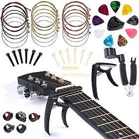 36 cái phụ kiện guitar Bộ bảo vệ ngón tay String Bộ quay số guitar nhẹ Bộ chỉnh màn hình LCD